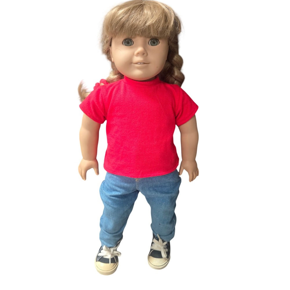 American Girl Kirsten Larson Doll Vintage Pleasant Company Red Shirt Denim Jeans